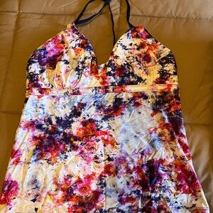 Athleta Multicolor Toe Dye Tankini Swim Top Size XL